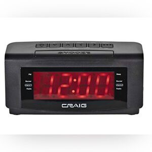 Craig 1.2 inch dual alarm clock digital FM radio with battery backup
